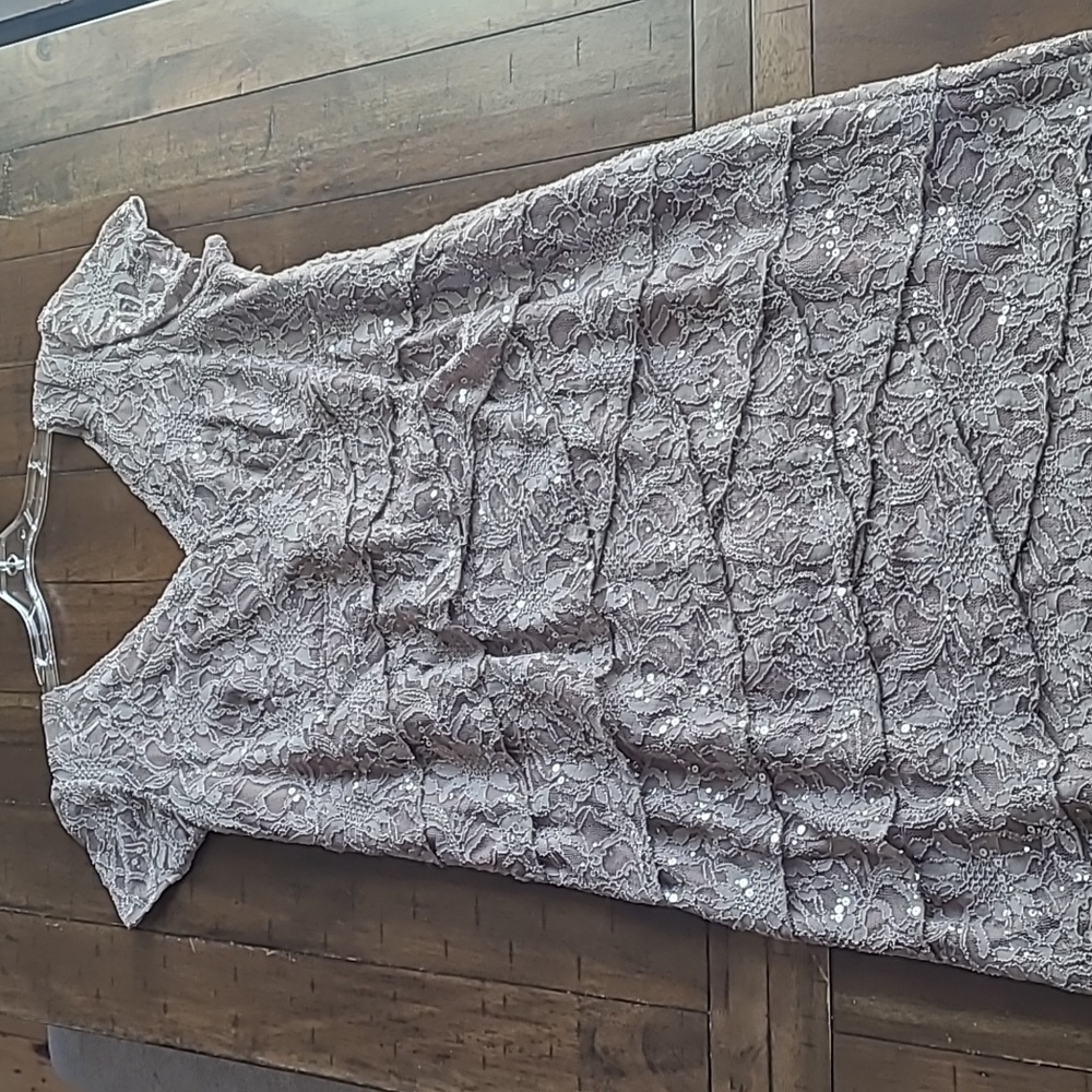 Scarlett Nite Taupe Lace Midi Dress
